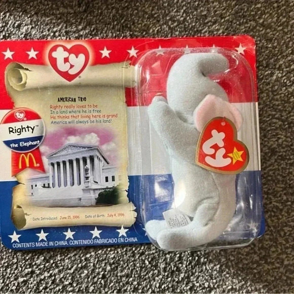 McDonald’s Ty beanie baby tiny vintage NIP RIGHTY - Picture 1 of 1